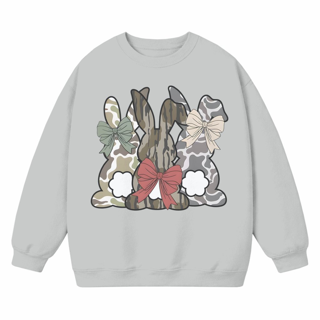 Camo Easter Bunnies Sweatshirt – Easter Gift for Women Men Coquette Hunting - front view