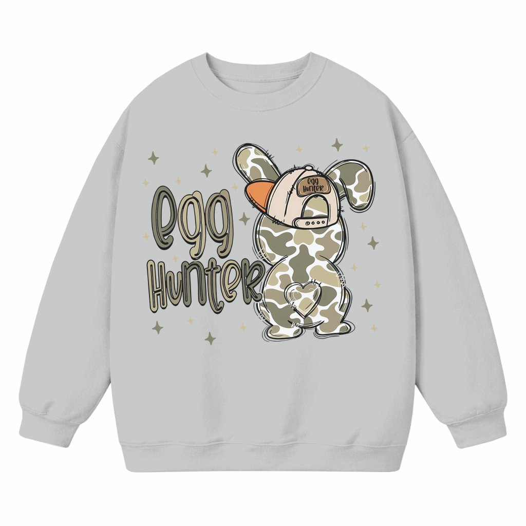 Egg Hunter Camo Bunny Sweatshirt – Easter Gift for Boy Hunting - front view