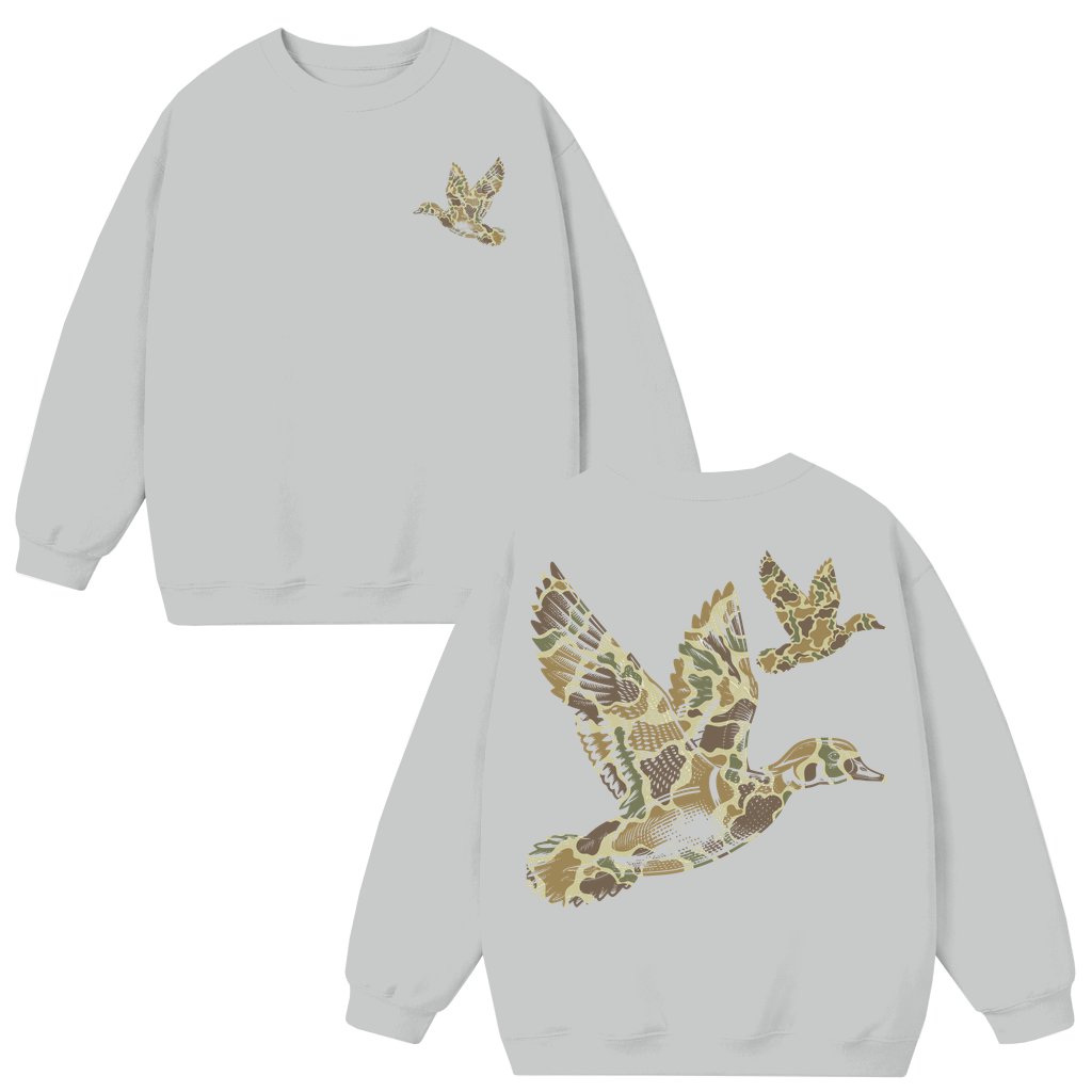 Outdoors Duck Hunting Camo Sweatshirt – Gift for Hunter 2 Sided Print - front view