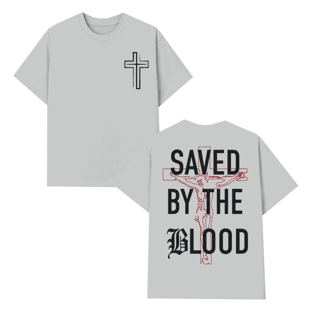 Saved By The Blood Christian T-shirt – Christian Gift Vintage Jesus - front view