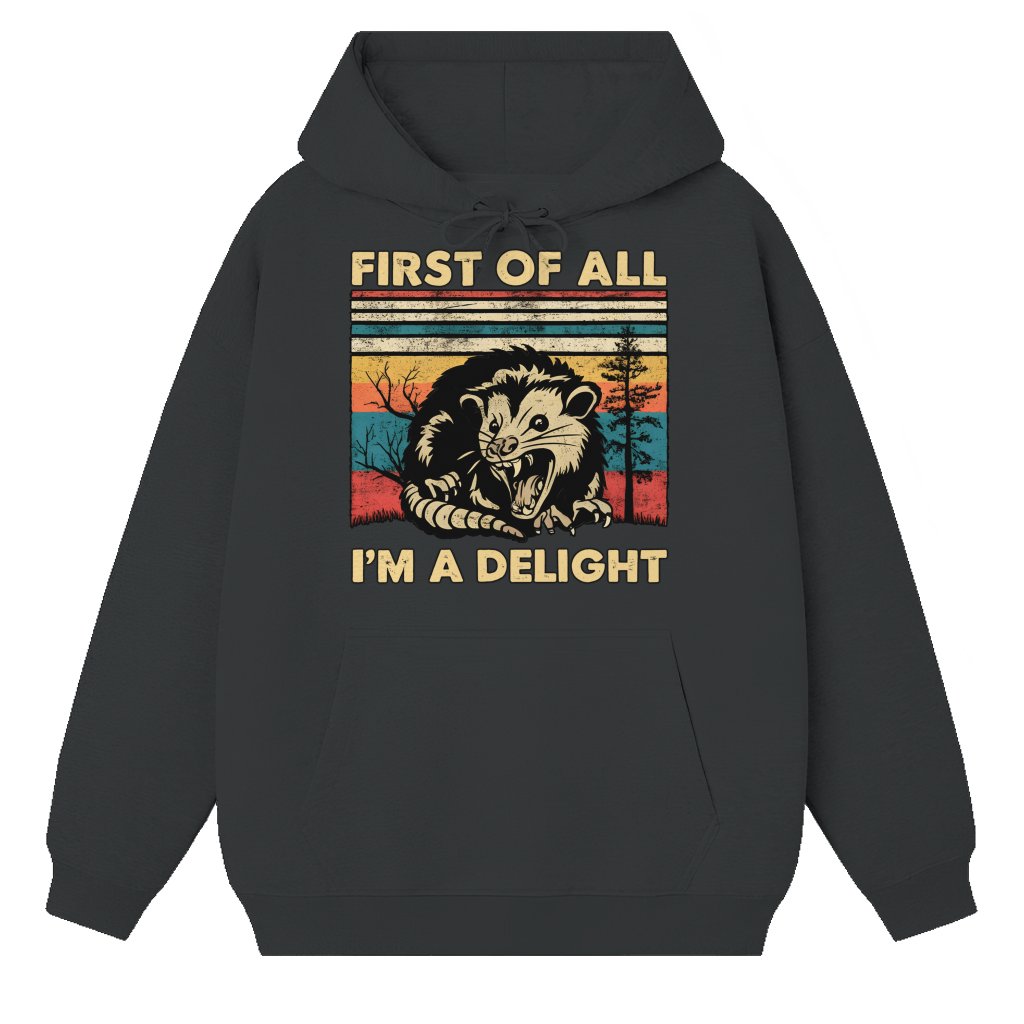 Funny Angry Opossum Hoodie – Sarcastic Sassy Gift for Possum Lover - front view