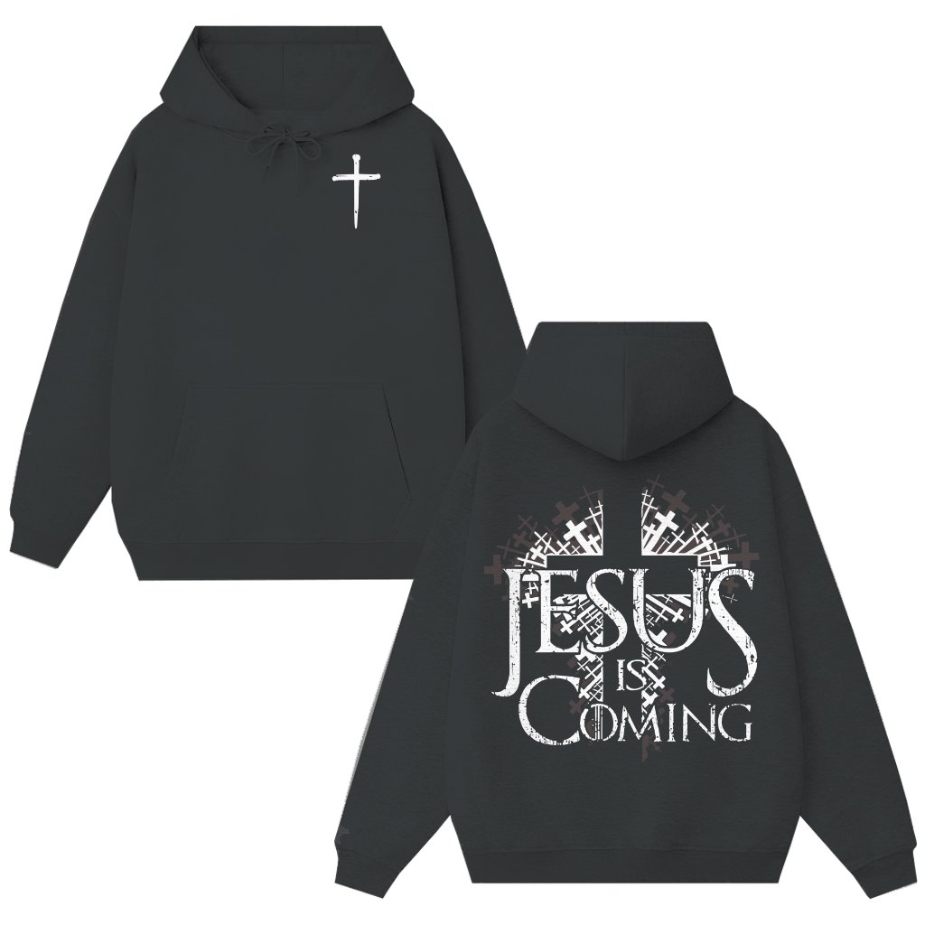 Jesus Is Coming Cross Hoodie – Christian Gift for Believers - front view