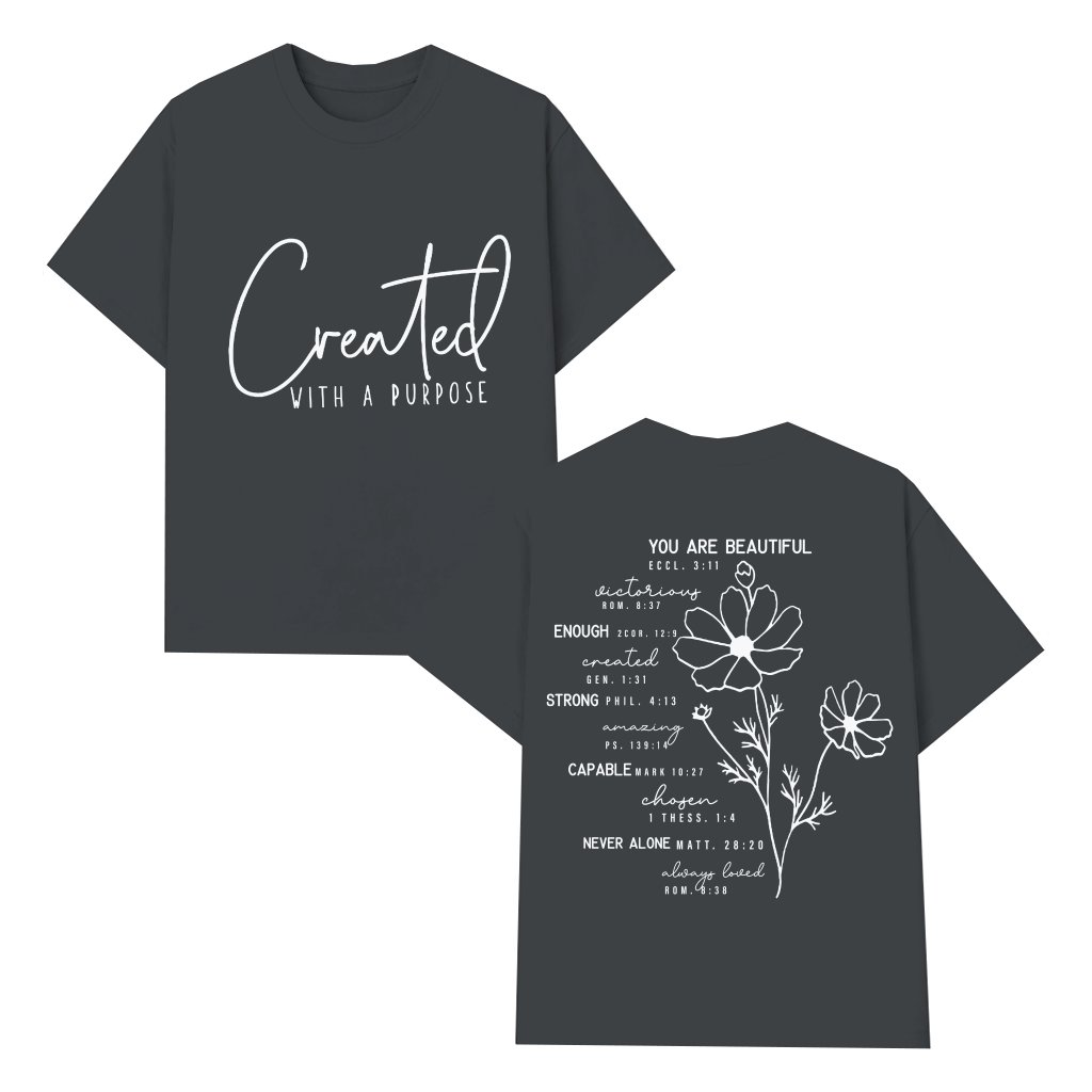 Inspiring Christian Bible Verse T-shirt – Faith Gift Purpose and Beauty - front view
