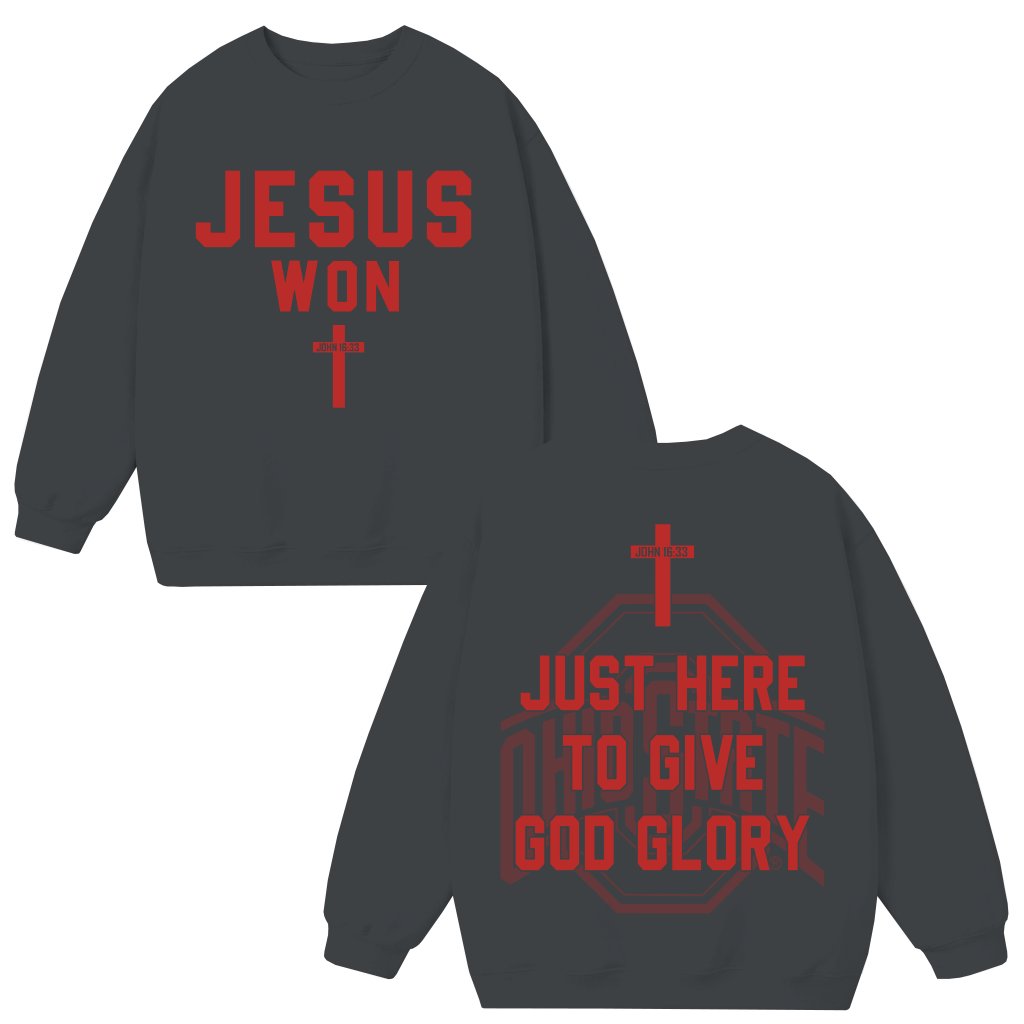 Jesus Won Sweatshirt – Christian Fan Gift for Men and Women Unisex - front view