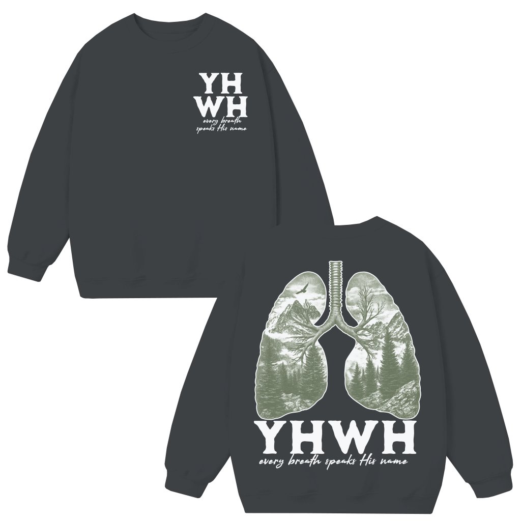 YHWH Bible Verse Sweatshirt – Christian Gift Faithful - front view