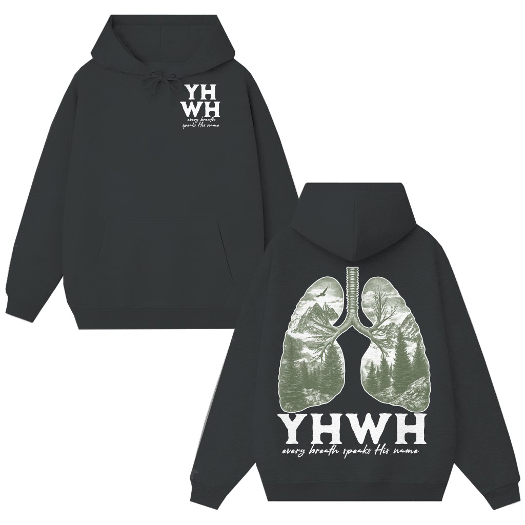 Every Breath Speaks His Name YHWH Hoodie – Christian Bible Verse Gift - front view