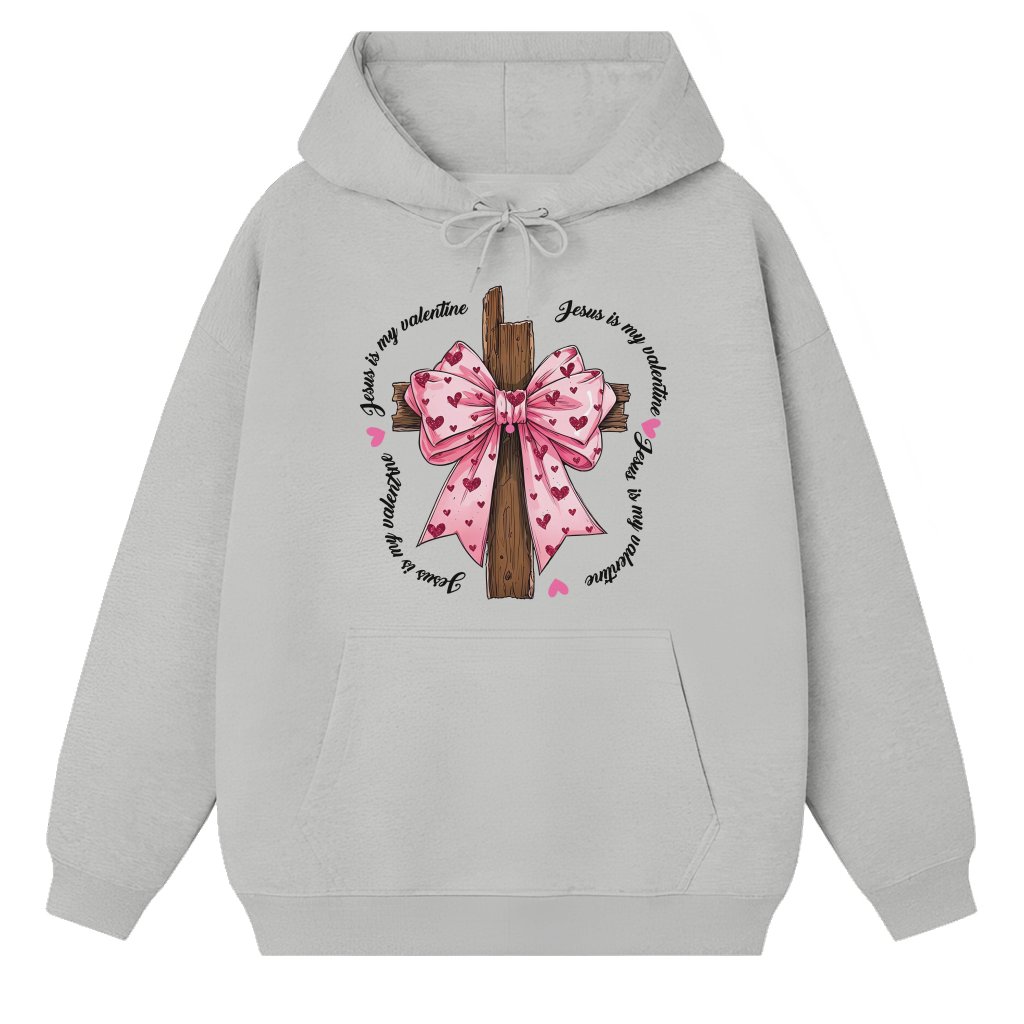 Jesus Pink Coquette Bow Hoodie – Valentine's Day Christian Gift for Her - front view