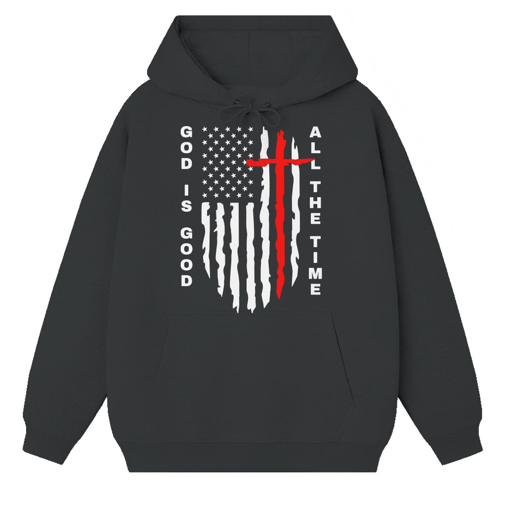God Is Good All The Time Christian Cross Hoodie – Gift for Men - front view