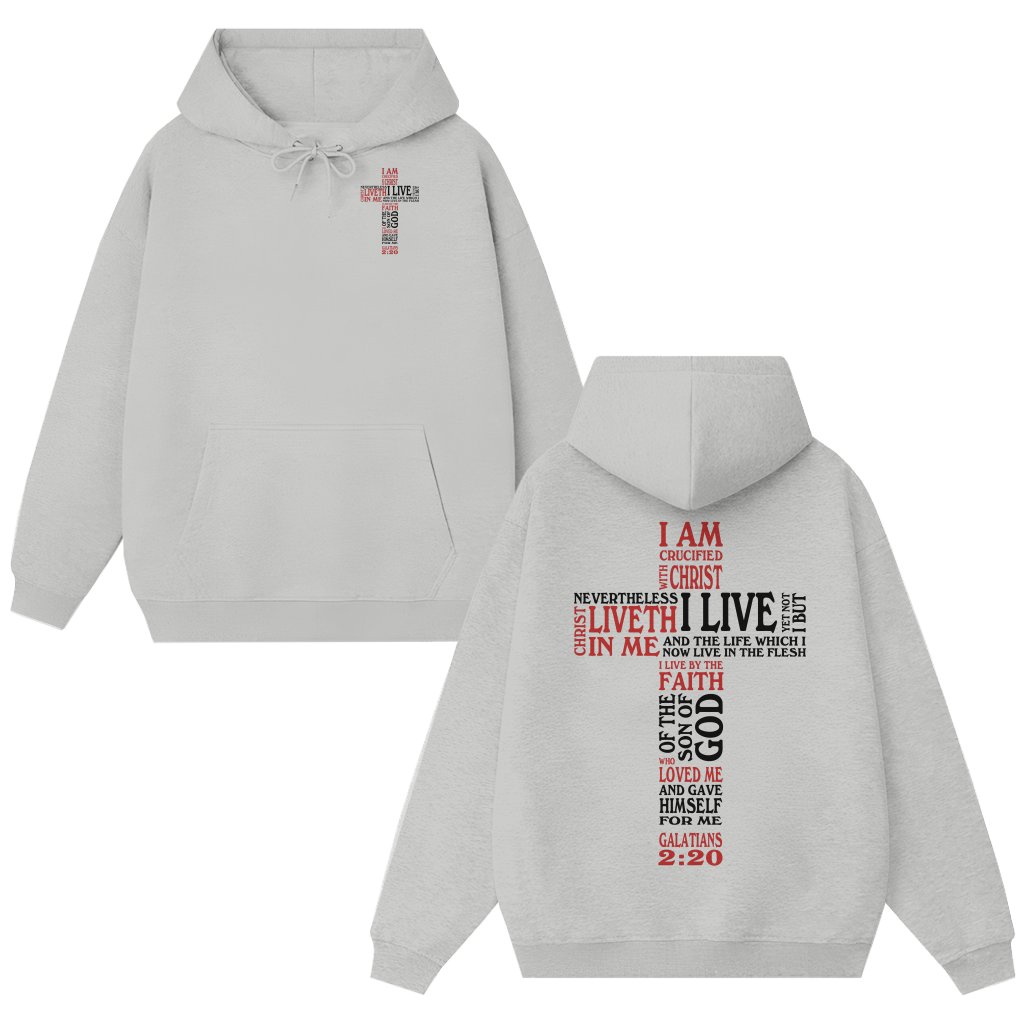 Christian Crucified Christ Verse Cross Hoodie – Gift for Christian Spiritual - front view