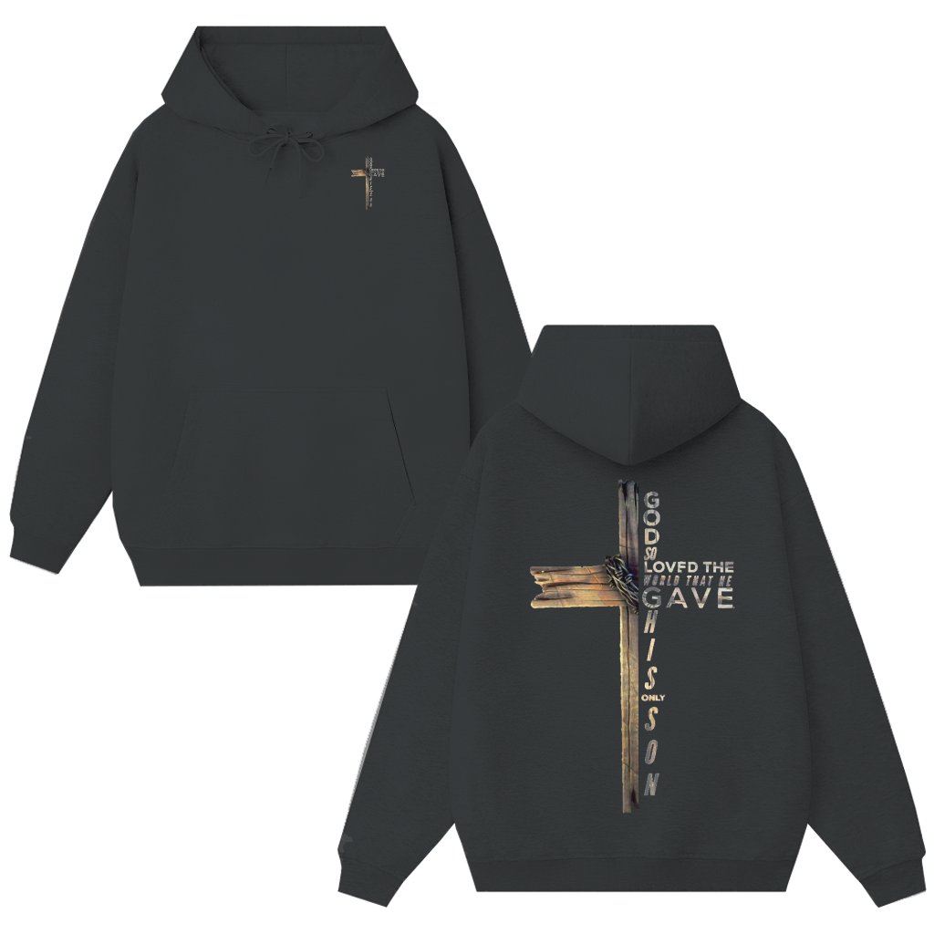 Christian Faith Rustic Cross Hoodie – Christian Gift for Men Women Trendy - front view