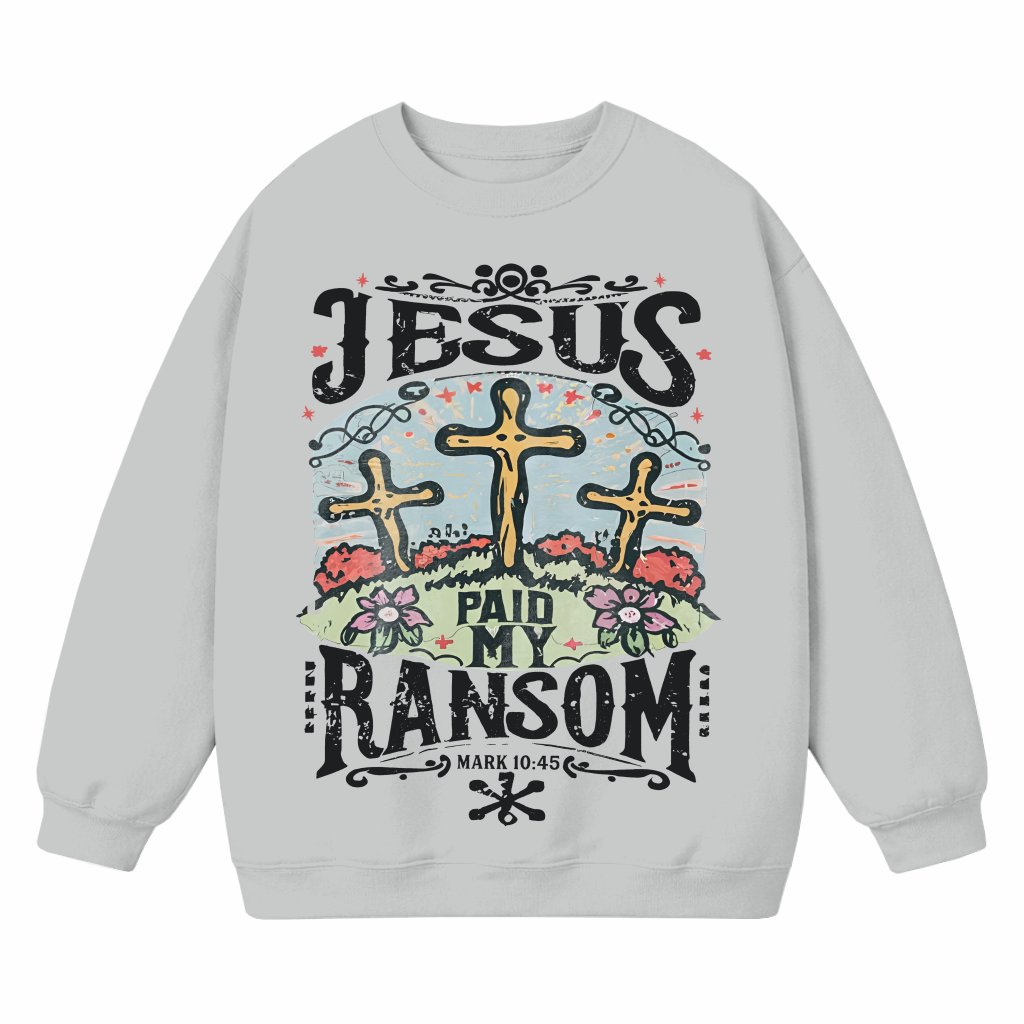 Trendy Christian Jesus Cross Sweatshirt – Easter Bible Verse Gift - front view