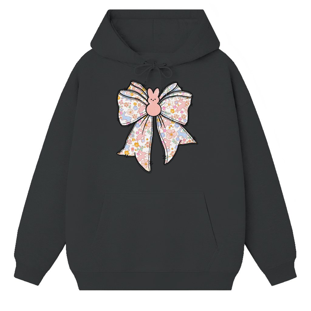 Cute Easter Bunny Bow Hoodie – Easter Gift Trendy Pink - front view