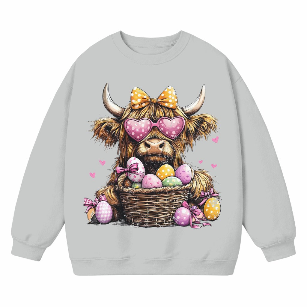 Highland Cow Jesus Sweatshirt – Happy Easter Gift Cute Trendy - front view