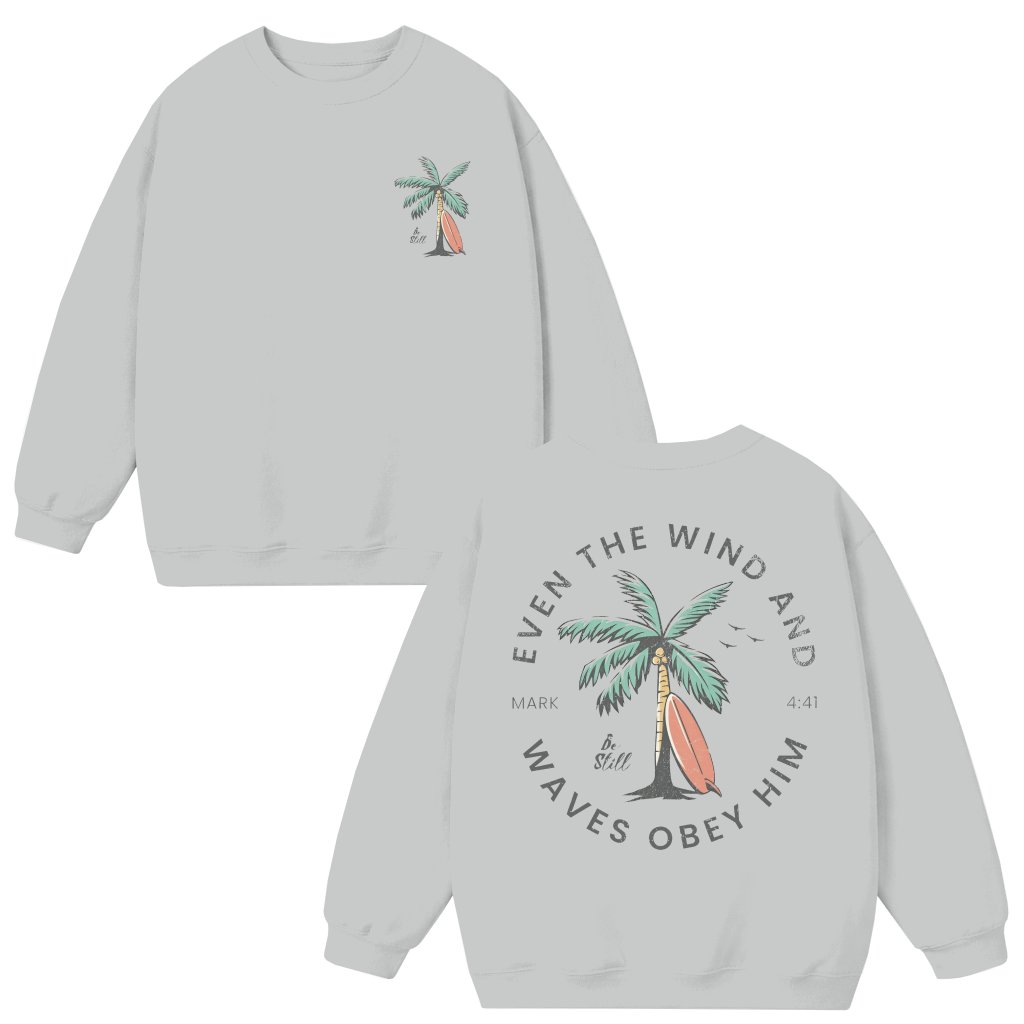 Christian Bible Verse Sweatshirt – Baptism Gift for New Christian Ocean Inspired - front view