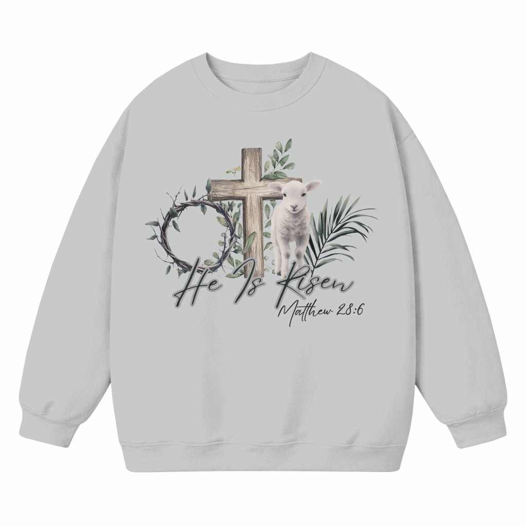 He is Risen Sweatshirt – Easter Christian Bible Verse Gift for Women - front view