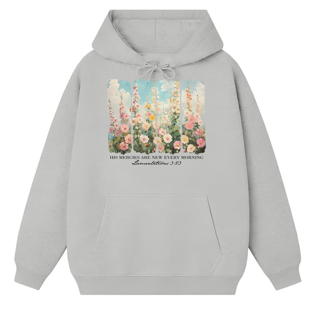 His Mercies are New Every Morning Hoodie – Christian Gift for Women Wildflower Boho - front view