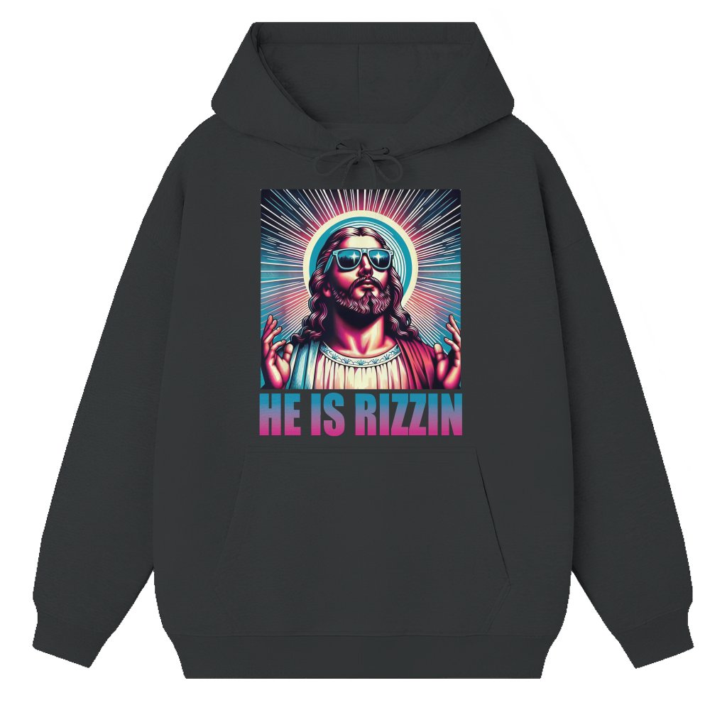 He is Rizzen Hoodie – Christian Easter Gift Funny Religious - front view