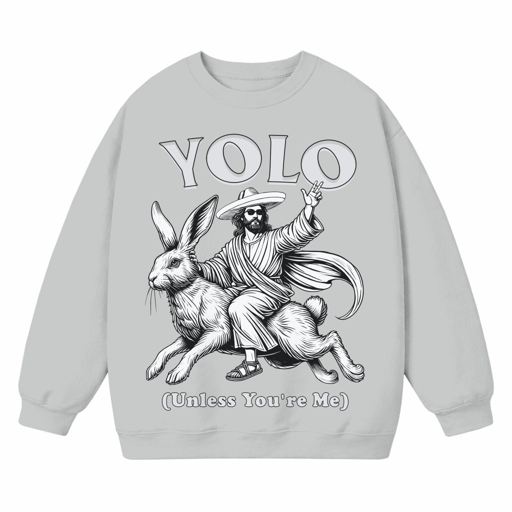 Funny Jesus Riding Bunny Sweatshirt – Easter Day Gift Cute - front view
