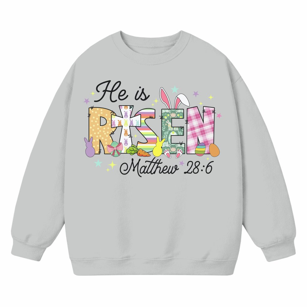 He Is Risen Sweatshirt – Christian Easter Gift for Jesus Followers - front view