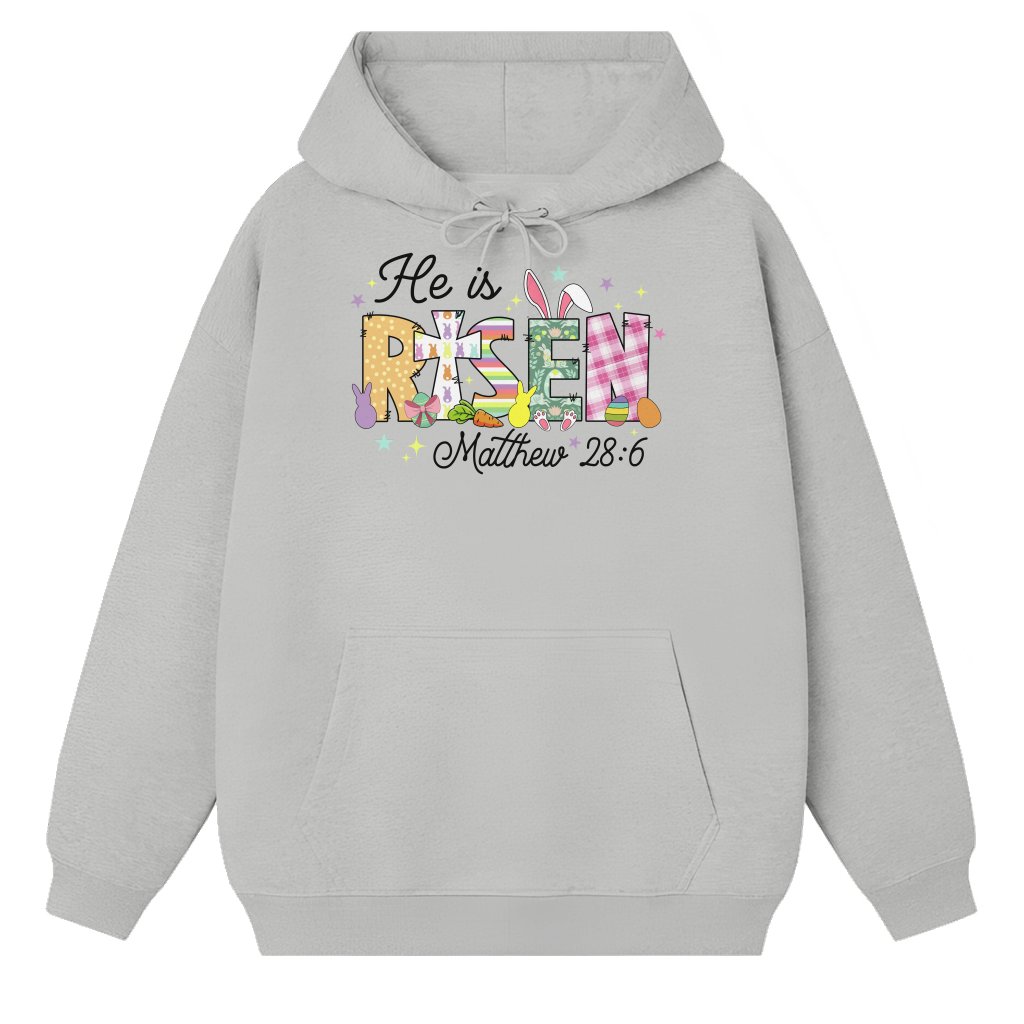 He Is Risen Hoodie – Christian Easter Gift Trendy Jesus - front view