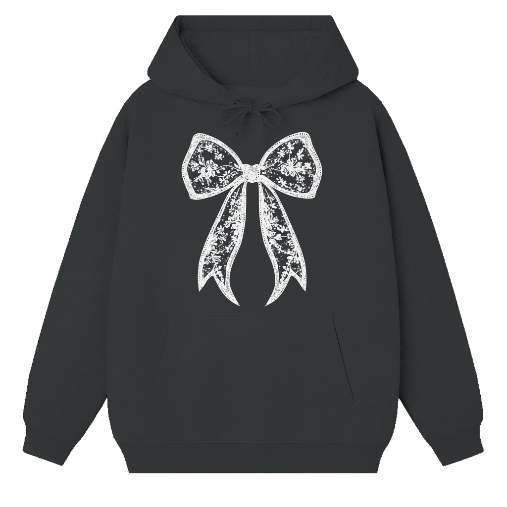 Coquette Lace Bow Hoodie – Easter Gift for Women Cute Trendy - front view