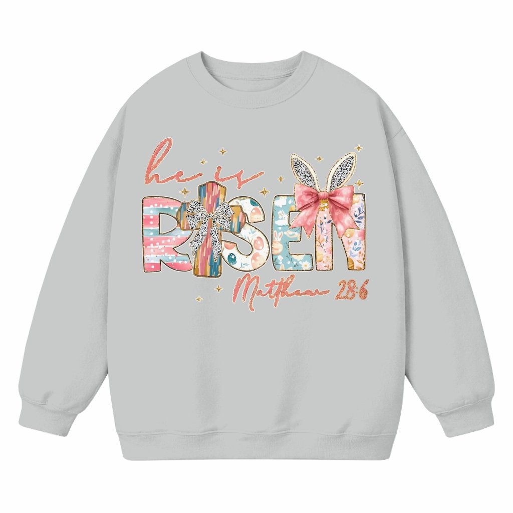 He is Risen Sweatshirt – Easter Gift for Christian Retro - front view