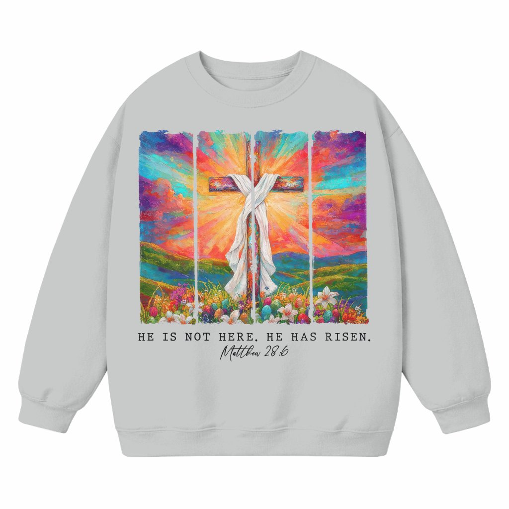 He is Risen Sweatshirt – Easter Christian Gift for Her Wildflower Boho - front view