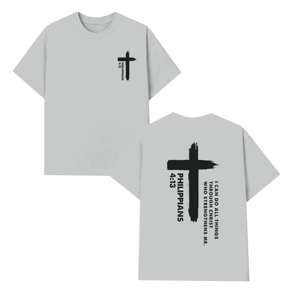 Philippians 4:13 Cross T-shirt – Christian Gift for Men Women Inspirational Faith - front view