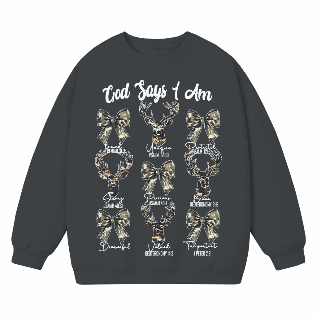 Christian God Say I Am Camo Deer Hunting Sweatshirt – Hunting Season Gift for Hunter - front view