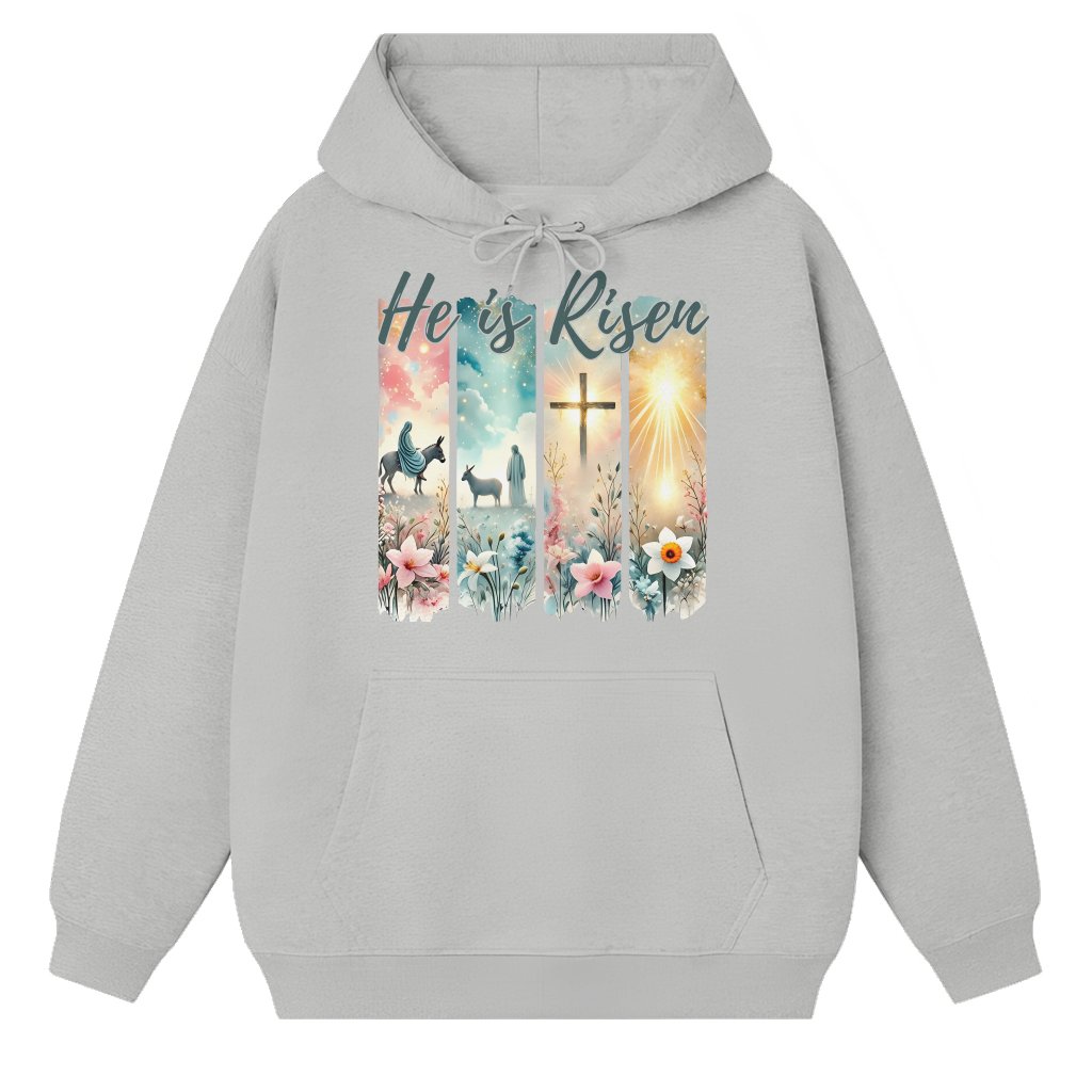 He Is Risen Jesus Hoodie – Christian Easter Gift Brush Stroke - front view