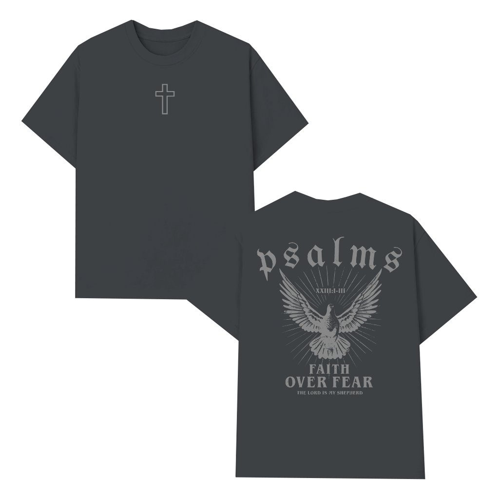 Faith Over Fear T-shirt – Christian Gift Vintage Style - front view