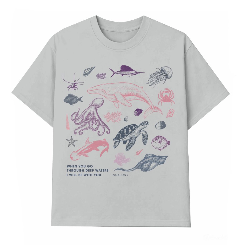 Christian Sea Life T-shirt – Faith Gift for Christians Isaiah Bible Verse - front view