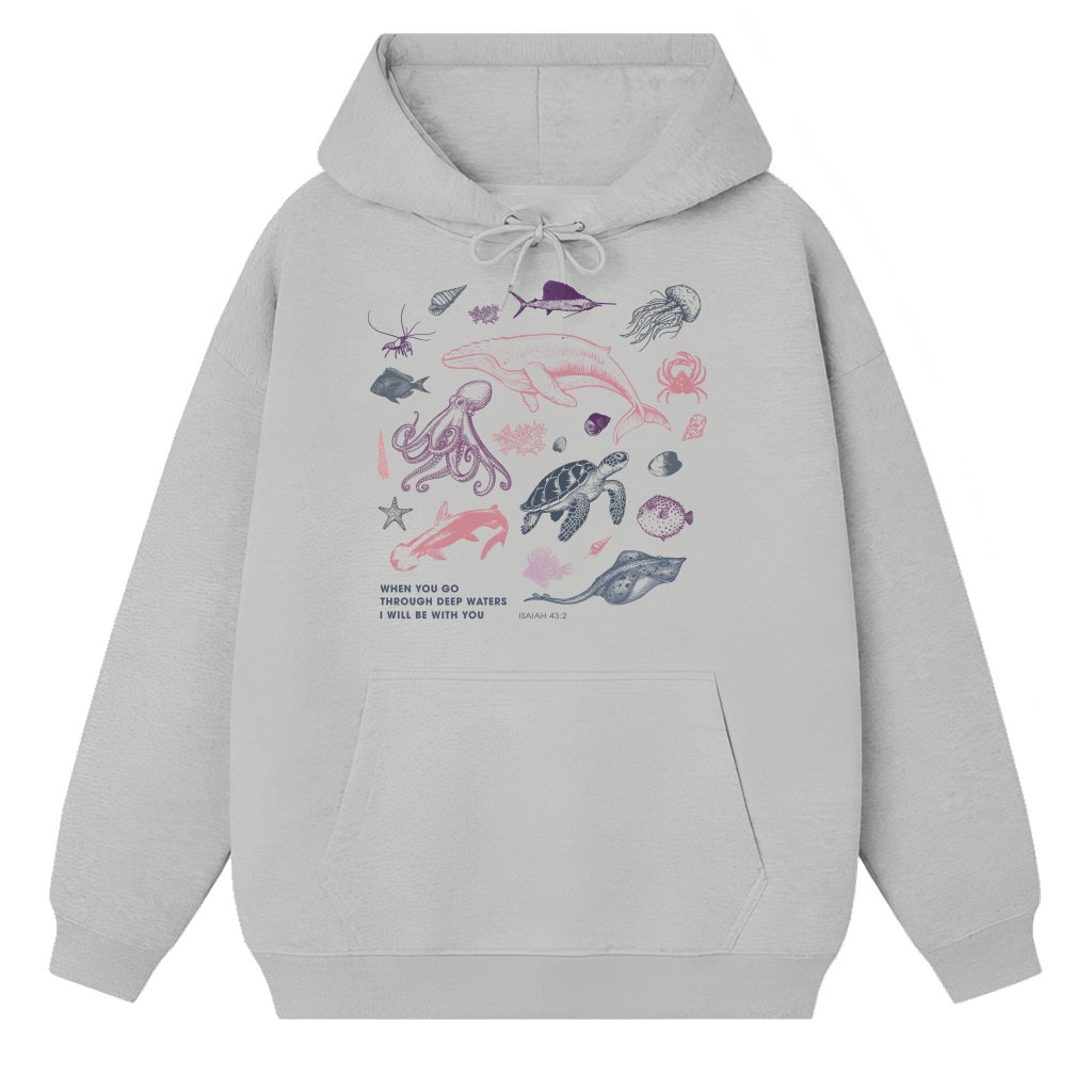 Christian Sea Life Jesus Bible Verse Hoodie – Faith Gift for Christians - front view