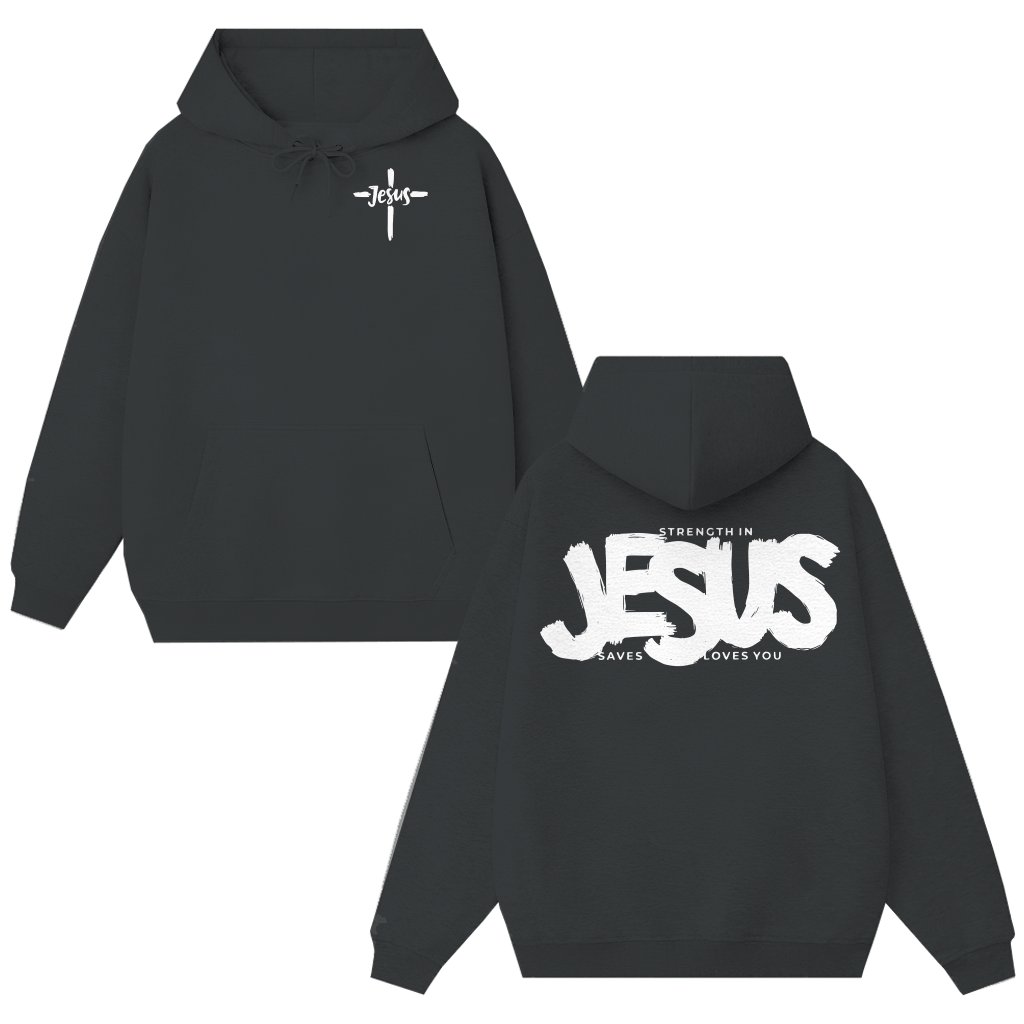 Inspiring Strength in Jesus Hoodie – Faith-Based Christian Gift - front view