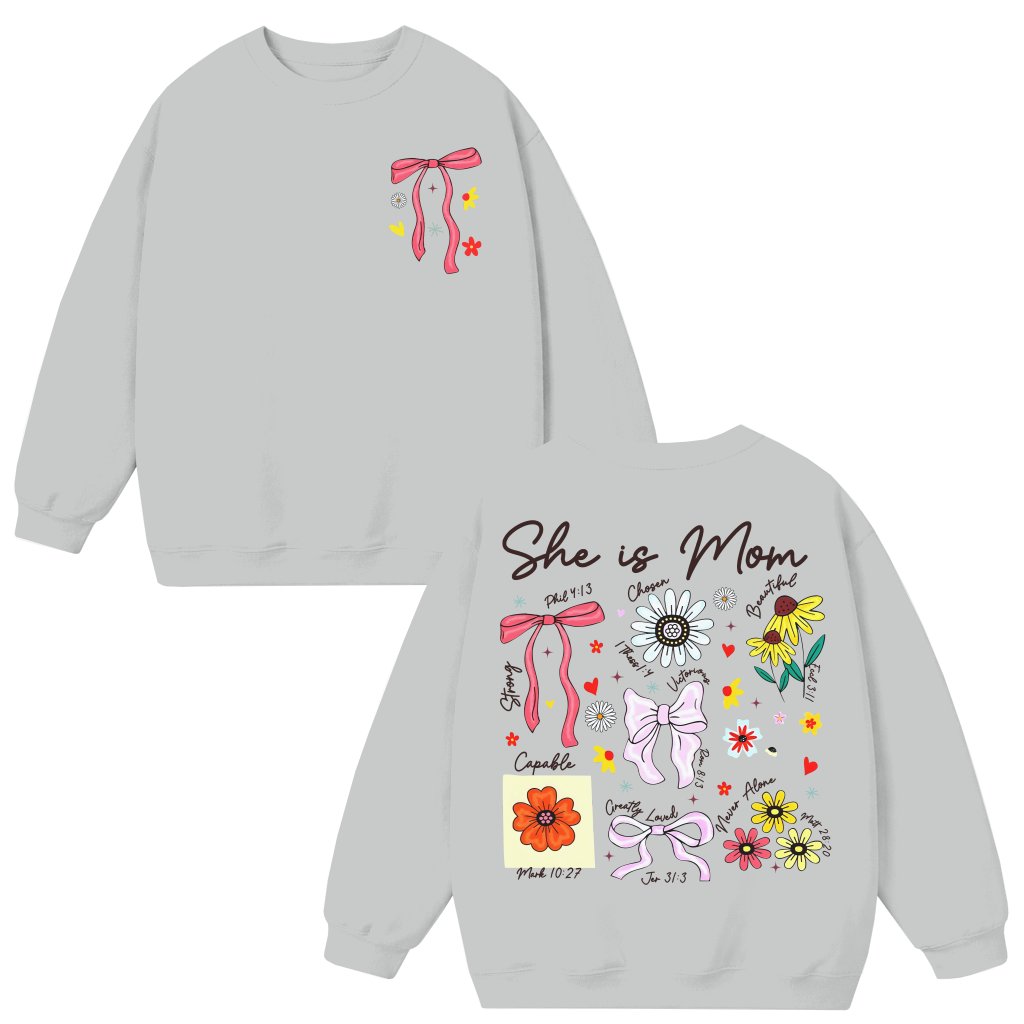 Christian Mama Sweatshirt – Mother's Day Gift for Mom Boho Floral Wildflower Bible Verses - front view