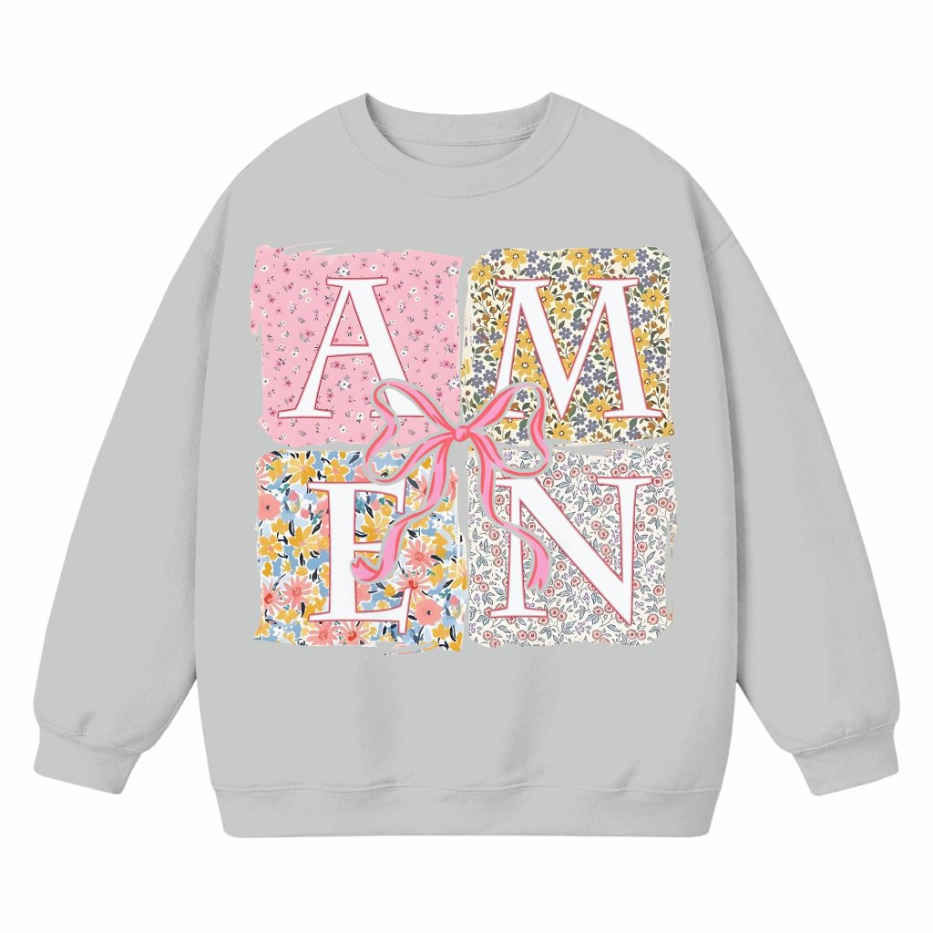 Floral Christian Amen Bow Sweatshirt – Easter Gift - front view