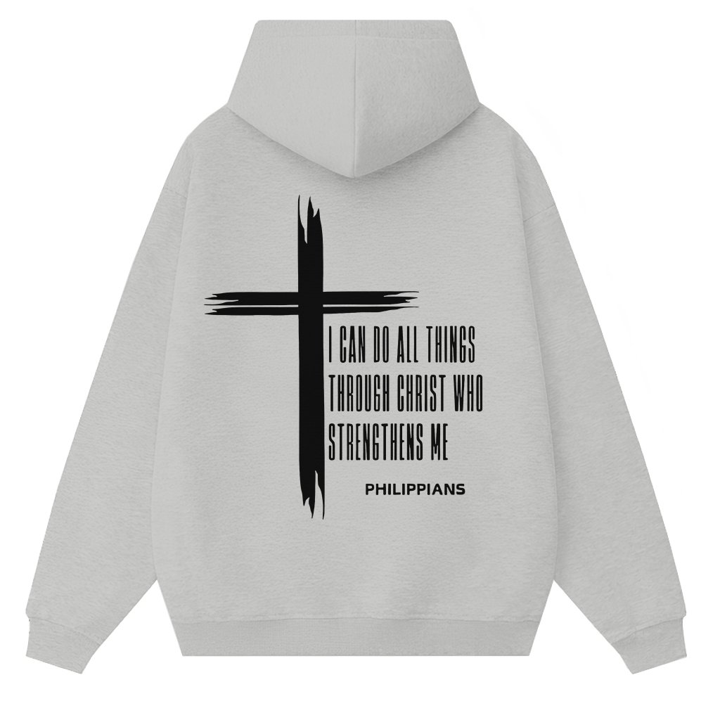 Christian I Can Do All Things Jesus Cross Hoodie – Christian Gift for Men Women Inspiring - front view