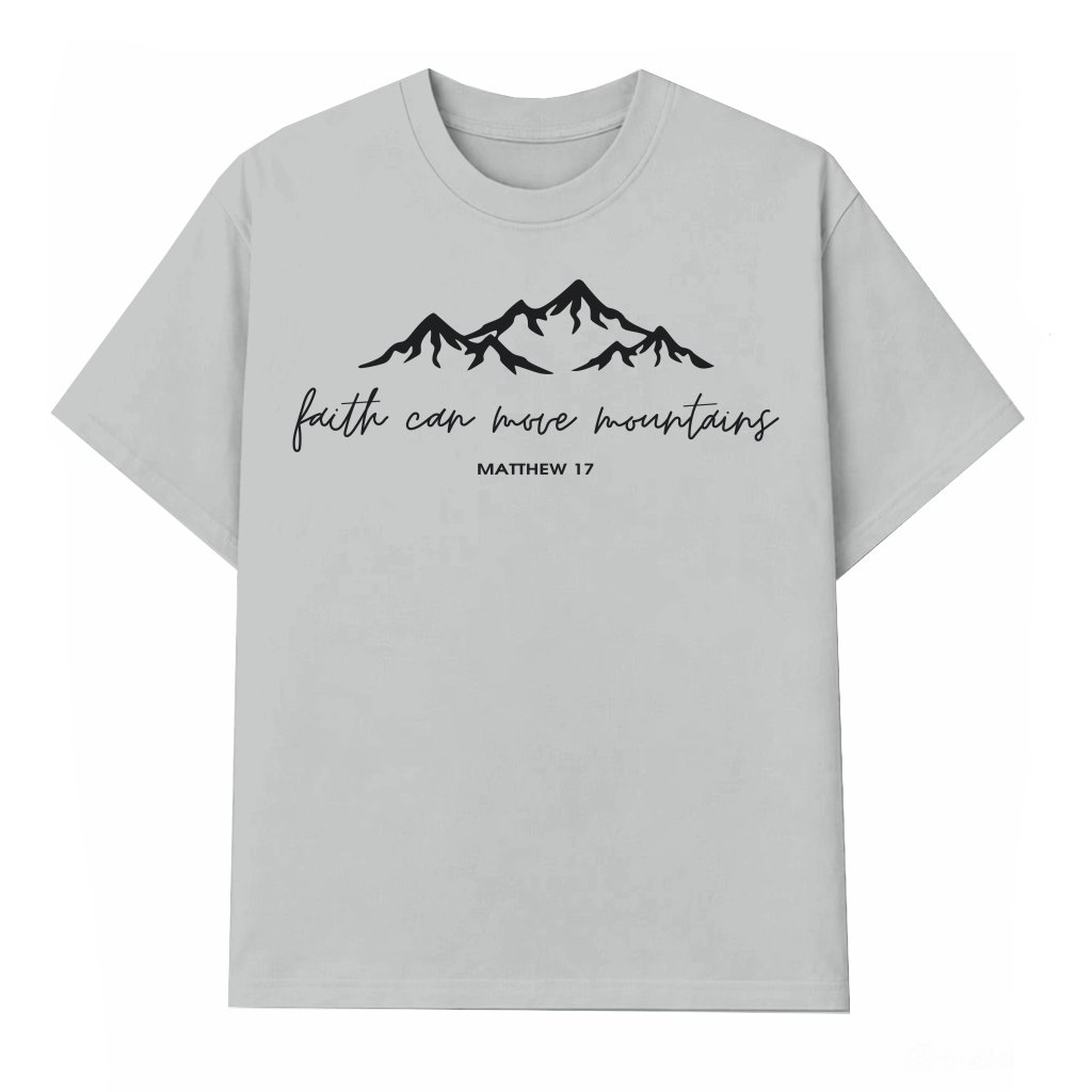 Faith Can Move Mountains Christian Cross T-shirt – Christian Gift - front view