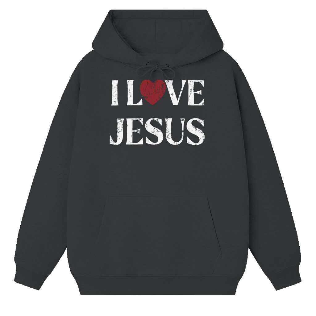 I Love Jesus Hoodie – Christian Gift for Men Vintage - front view