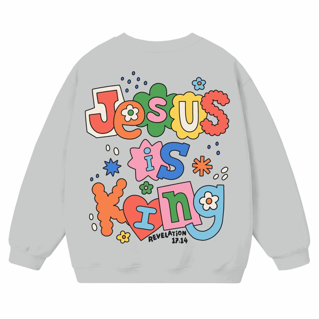 Jesus is King Sweatshirt – Christian Gift Vintage - front view