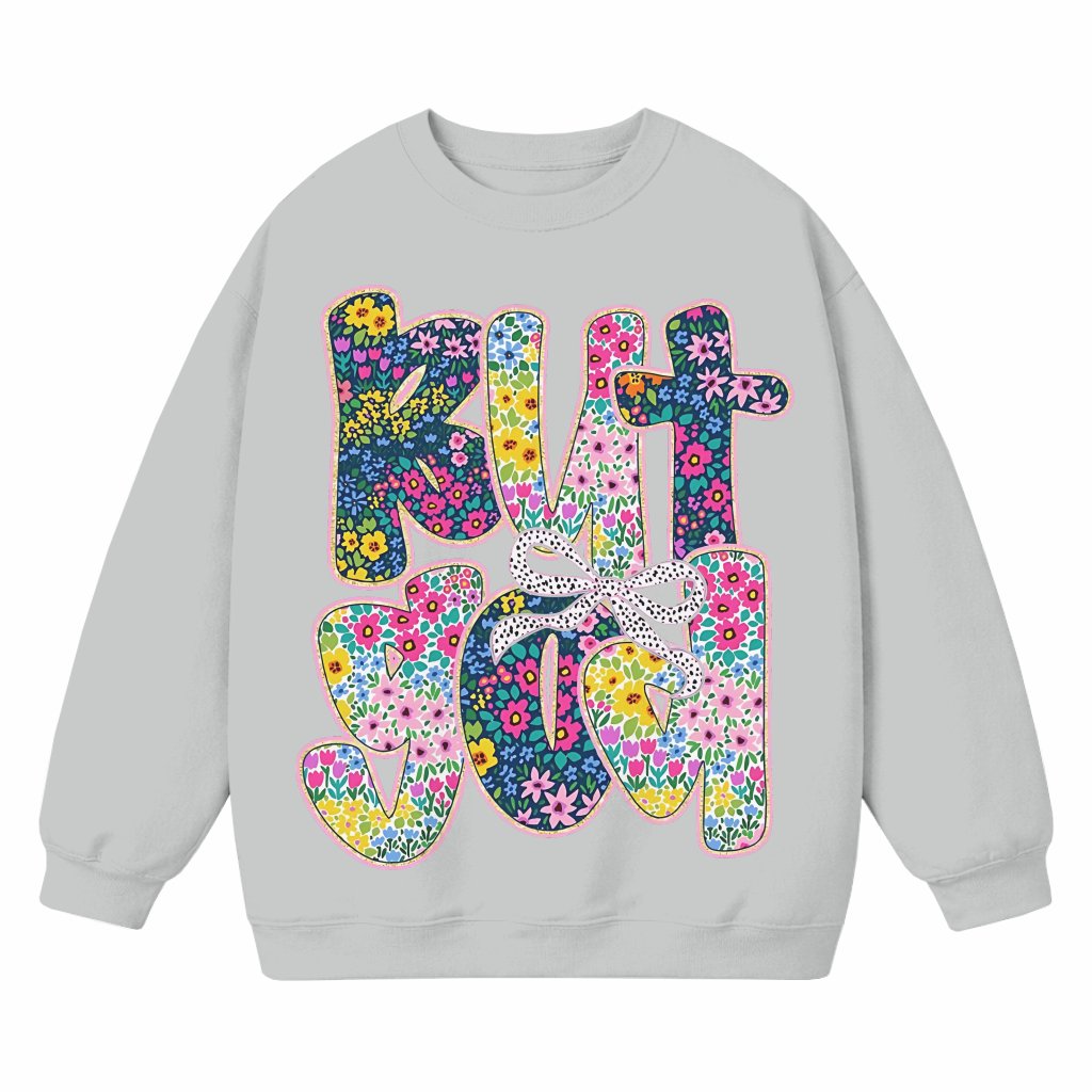 Cute But God Sweatshirt – Christian Gift for Her Floral Glitter Coquette Style - front view