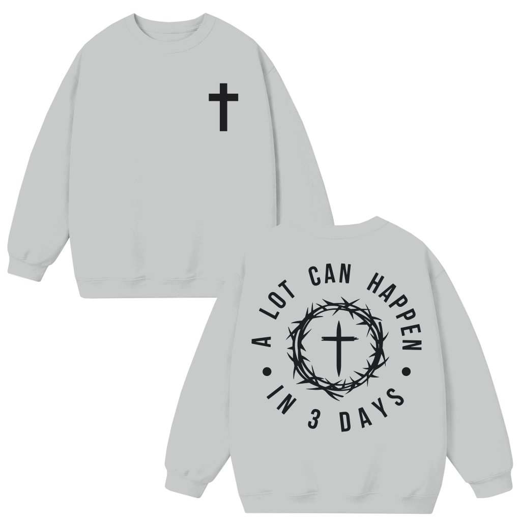 Christian Cross Bible Verse Sweatshirt – Easter Gift for Men - front view