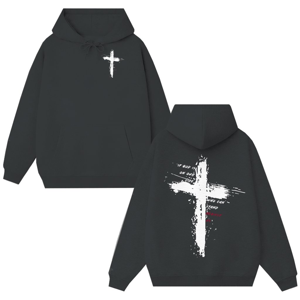 Bold Christian Cross Hoodie – Christian Faith Gift for Him Her - front view