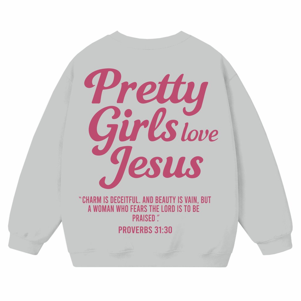 Christian Girls Love Jesus Sweatshirt – Faith Gift for Girls - front view