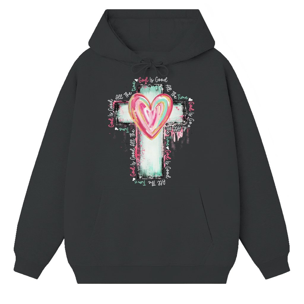 God Is Good All The Time Hoodie – Christian Gift Inspirational Cross - front view
