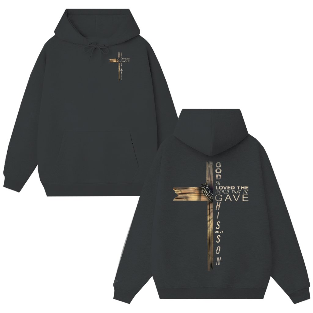 God's Love Cross Hoodie – Christian Gift Scripture - front view
