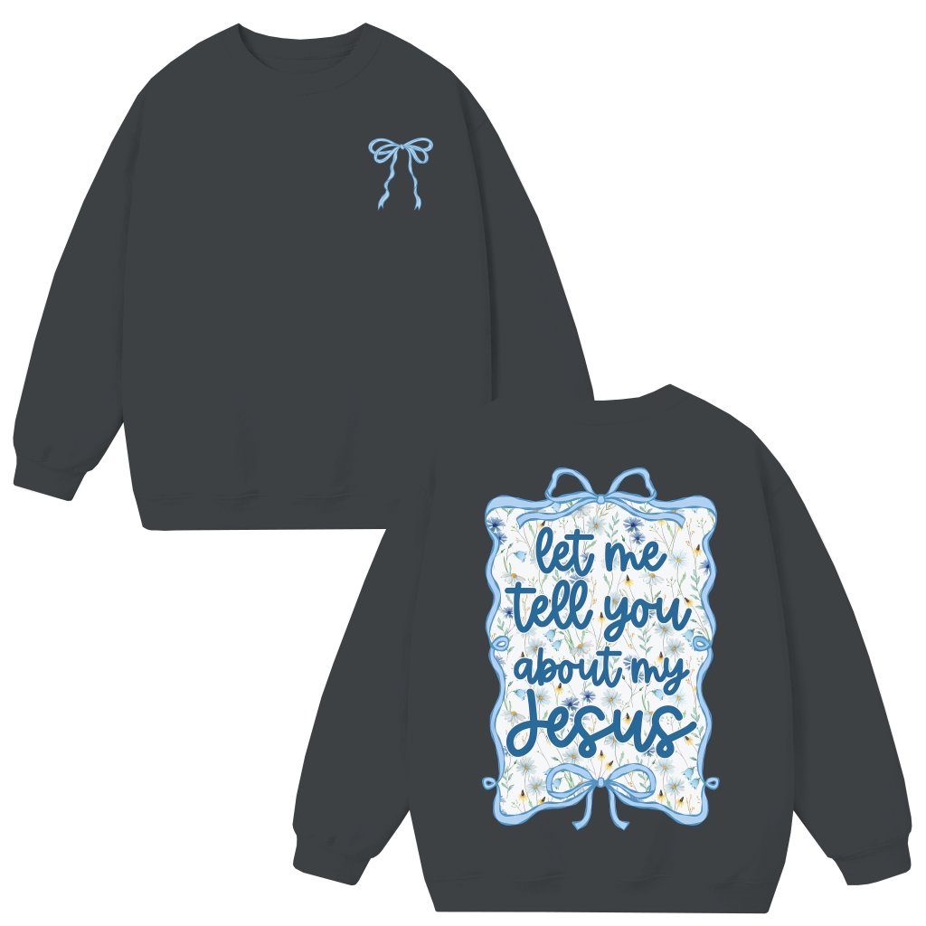 Christian Jesus Sweatshirt – Gift for Women Coquette Wildflower Bow Frame - front view