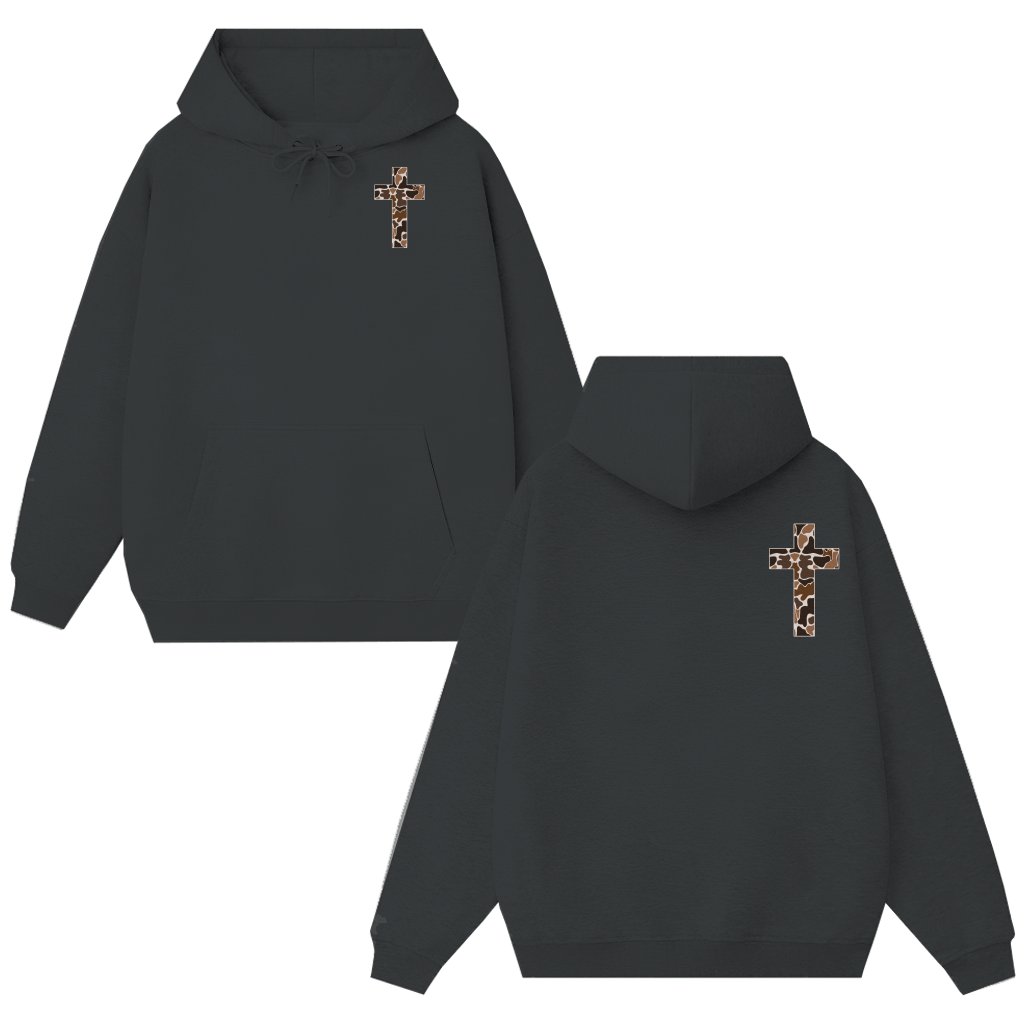 Camo Cross Philippians 4:13 Verse Hoodie – Christian Faith Gift - front view
