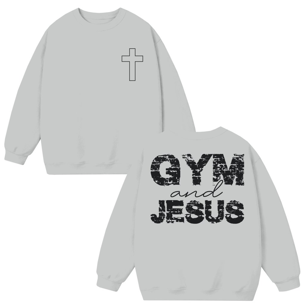 Gym Jesus Sweatshirt – Christian Faith & Fitness Gift for Christians - front view