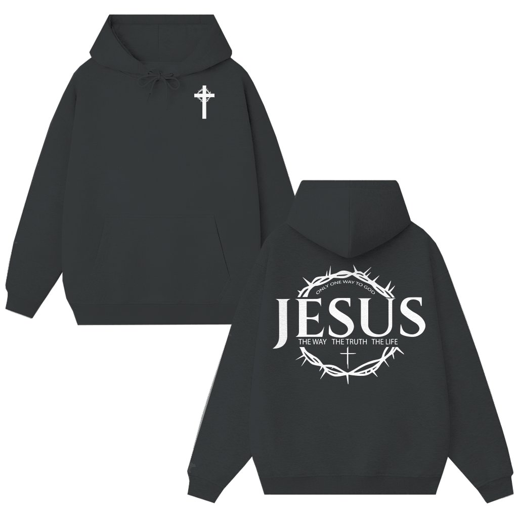 Jesus The Way The Truth The Life Scripture Crown Hoodie – Christian Gift Trendy Classic - front view